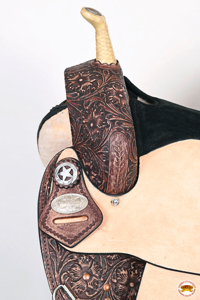 HILASON Western Horse Treeless Trail Barrel American Leather Saddle | for Horses
