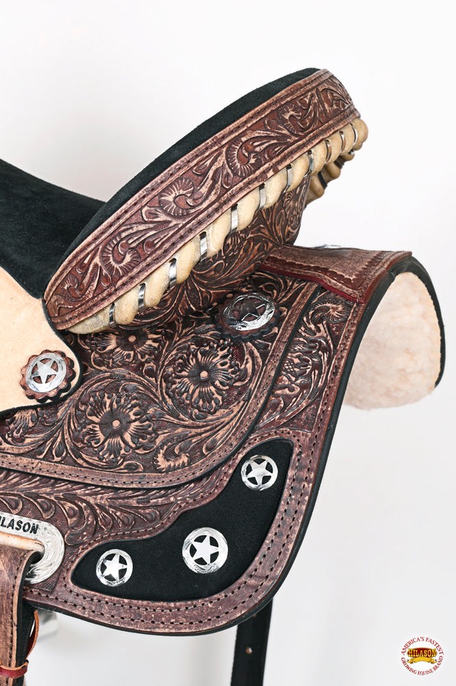 HILASON Western Horse Treeless Trail Barrel American Leather Saddle | for Horses