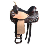 15 W. H. Saddle American Leather Treeless Trail Barrel Hilason – by Hilason – Cowboy and equestrian accessories