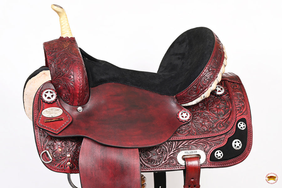 HILASON Western Horse Saddle American Leather Treeless Trail Barrel | for Horses