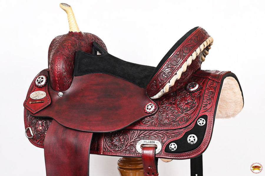 HILASON Western Horse Saddle American Leather Treeless Trail Barrel | for Horses