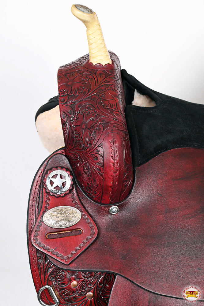 HILASON Western Horse Saddle American Leather Treeless Trail Barrel | for Horses
