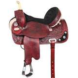 15 In W. H. Saddle American Leather Treeless Trail Barrel Hilason – by Hilason – Cowboy and equestrian accessories