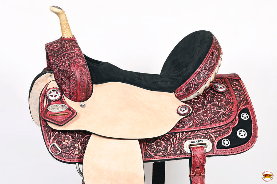 HILASON Western Horse Saddle American Leather Treeless Trail Barrel | for Horses