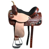 Hilason Western Horse Treeless Trail Barrel American Leather Saddle