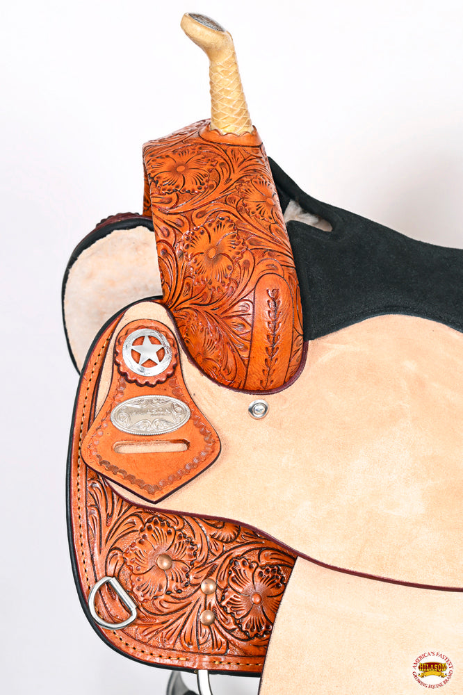 HILASON Western Horse Saddle American Leather Treeless Trail Barre | Barrel for Horses