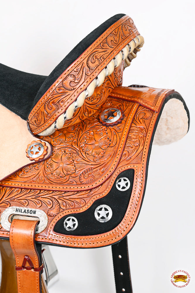 HILASON Western Horse Saddle American Leather Treeless Trail Barre | Barrel for Horses