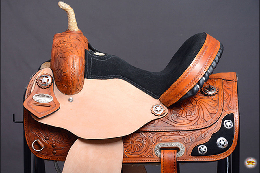 HILASON Western Horse Saddle American Leather Treeless Trail Barrel | for Horses