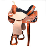 15 In W. H. Saddle American Leather Treeless Trail Barrel Hilason – by Hilason – Cowboy and equestrian accessories
