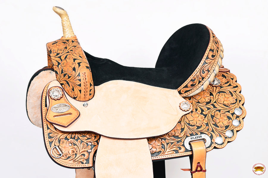 HILASON Western Horse Saddle American Leather Treeless Trail Barrel | for Horses