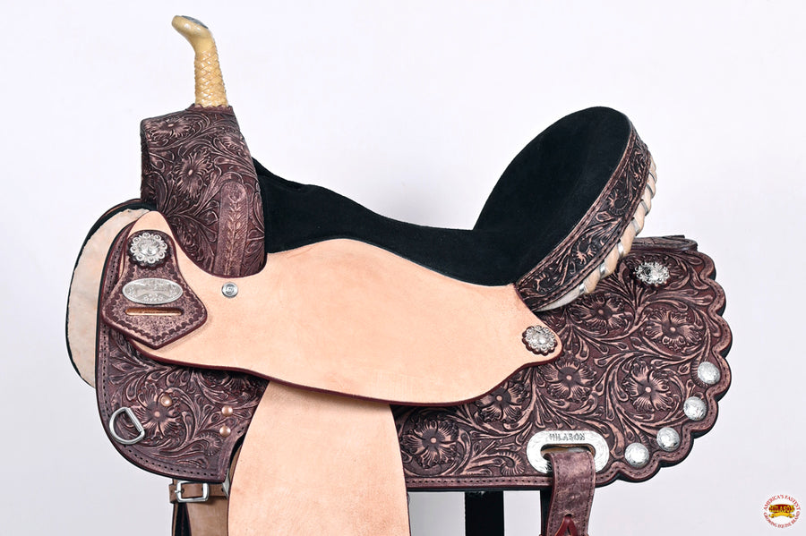 HILASON Western Horse Saddle American Leather Treeless Trail Barrel | for Horses