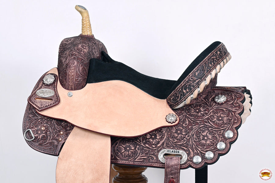 HILASON Western Horse Saddle American Leather Treeless Trail Barrel | for Horses