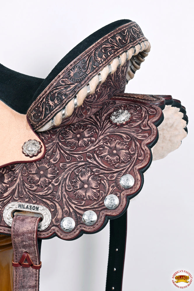 HILASON Western Horse Saddle American Leather Treeless Trail Barrel | for Horses