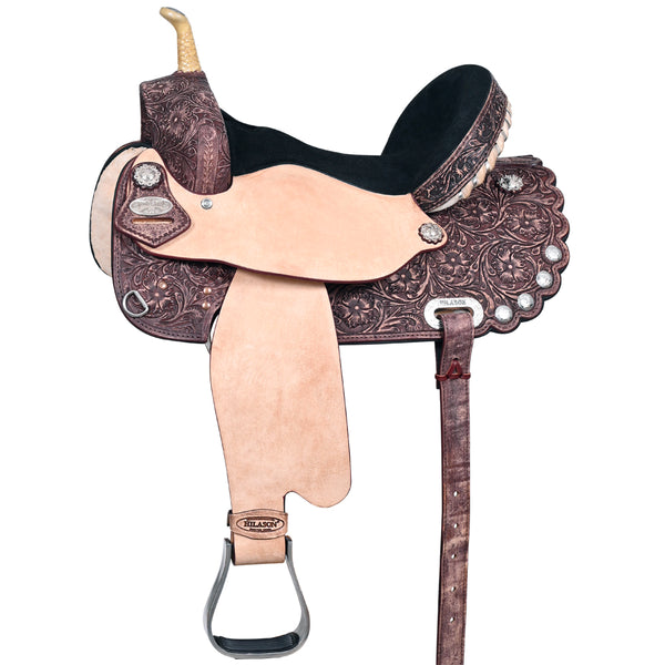 Hilason Western Horse Treeless Trail Barrel Saddle American Leather - Uhorse