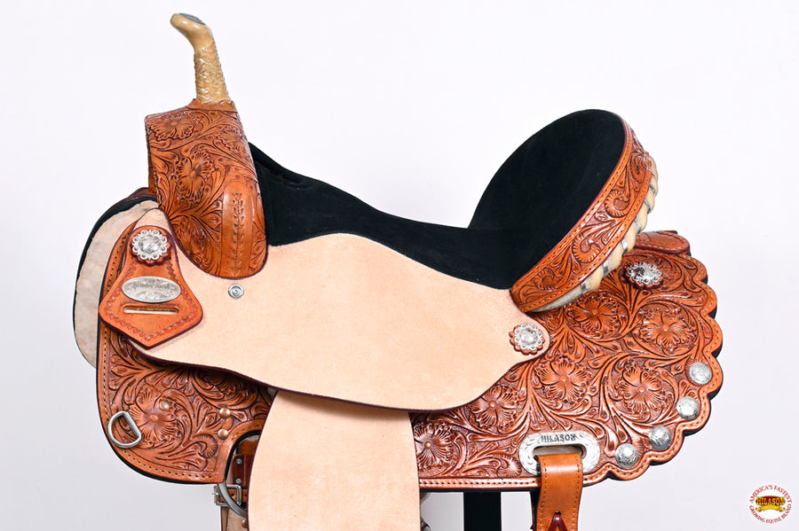 HILASON Western Horse Saddle American Leather Treeless Trail Barrel | for Horses
