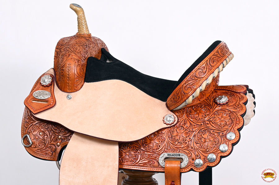HILASON Western Horse Saddle American Leather Treeless Trail Barrel | for Horses