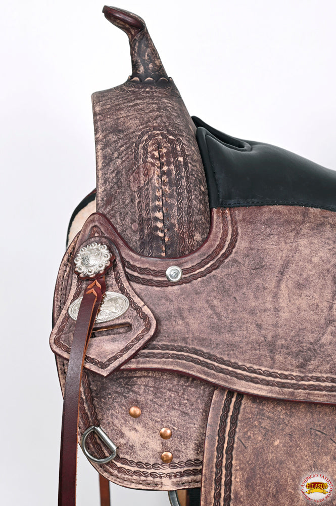 HILASON Western Horse Saddle American Leather Treeless Trail Pleasure | Barrel for Horses