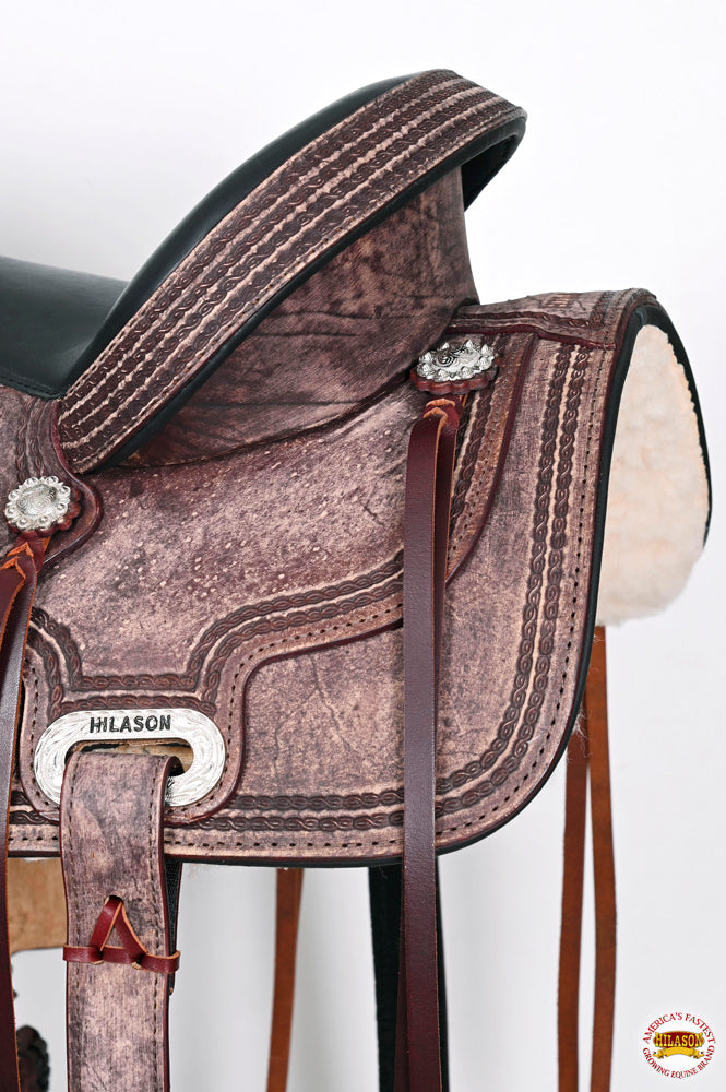 HILASON Western Horse Saddle American Leather Treeless Trail Pleasure | Barrel for Horses