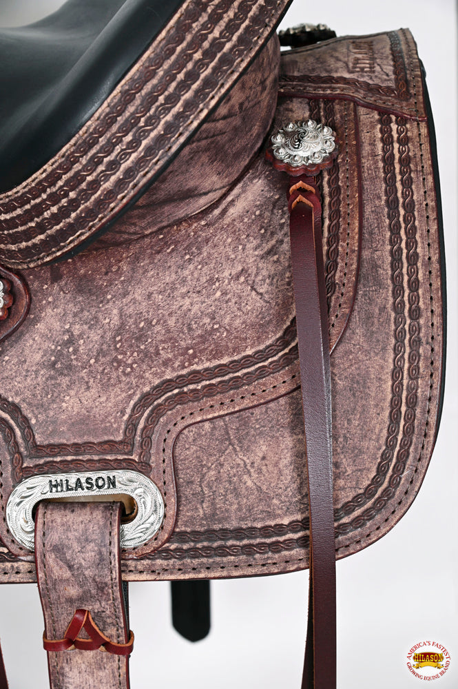 HILASON Western Horse Saddle American Leather Treeless Trail Pleasure | Barrel for Horses