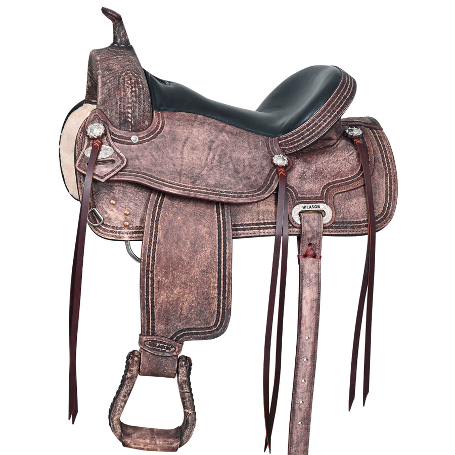 17" Western Horse Saddle American Leather Treeless Trail Pleasure Hilason - Uhorse