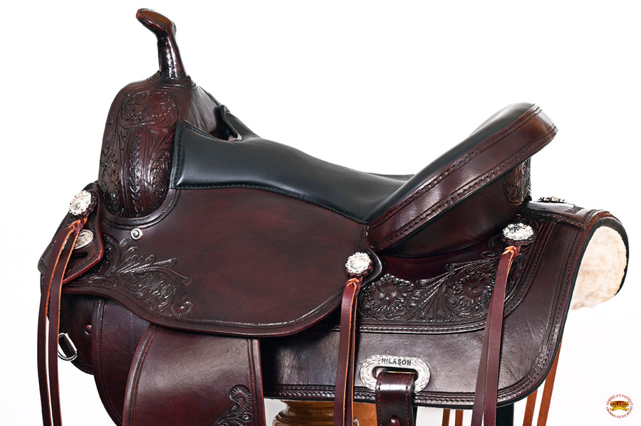 HILASON Western Horse Saddle American Leather Treeless Trail Pleasure | Barrel for Horses