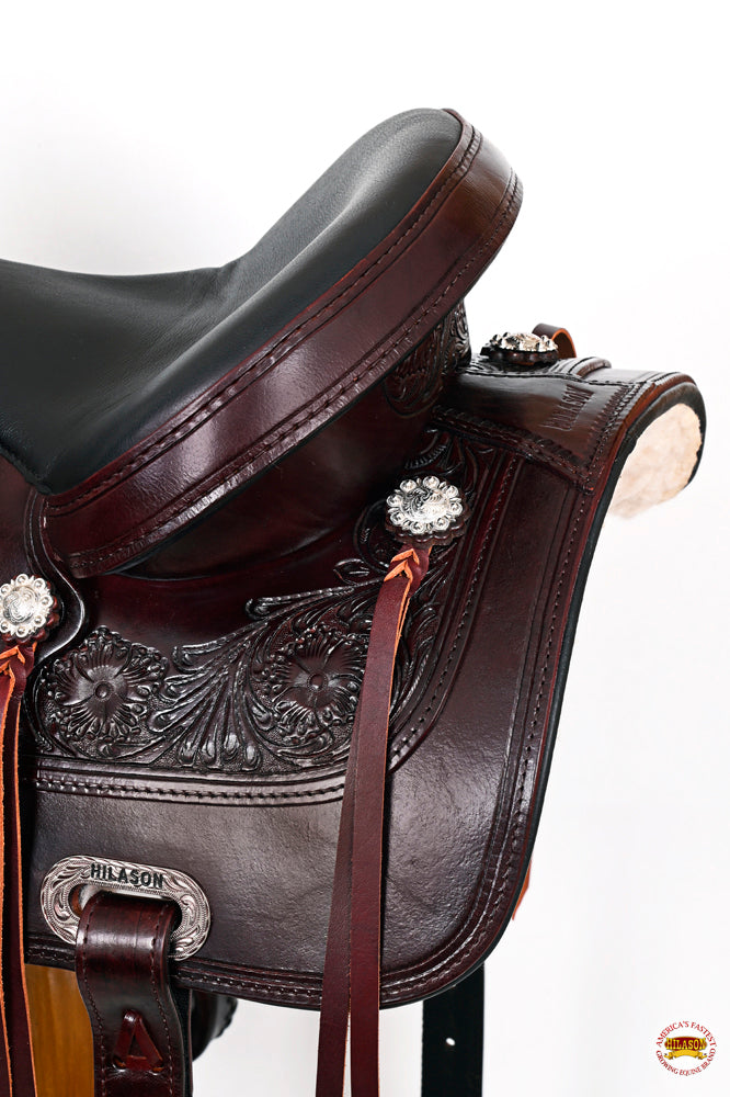 HILASON Western Horse Saddle American Leather Treeless Trail Pleasure | Barrel for Horses