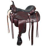 HILASON Western Horse Saddle American Leather Treeless Trail Pleasure | Horse Saddle | Western Saddle | Leather Saddle | Treeless Saddle | Barrel Saddle | Saddle for Horses