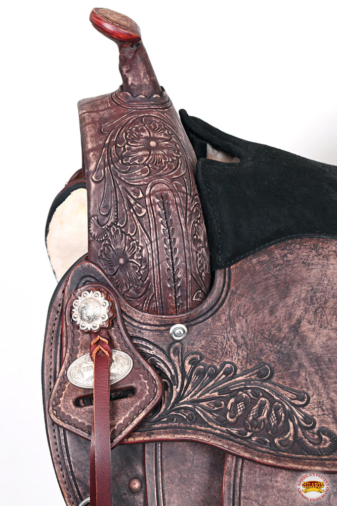 HILASON Western Horse Saddle American Leather Treeless Trail Pleasure | Barrel for Horses