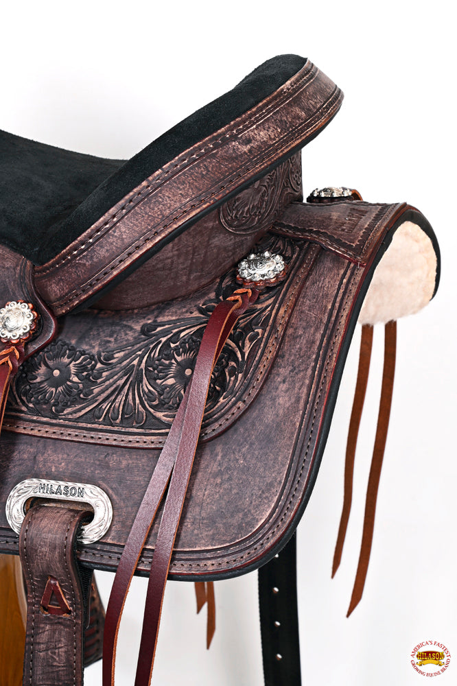 HILASON Western Horse Saddle American Leather Treeless Trail Pleasure | Barrel for Horses