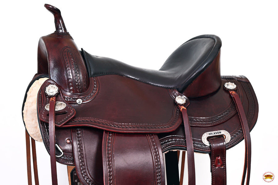 HILASON Western Horse Saddle American Leather Treeless Trail Pleasure | Barrel for Horses