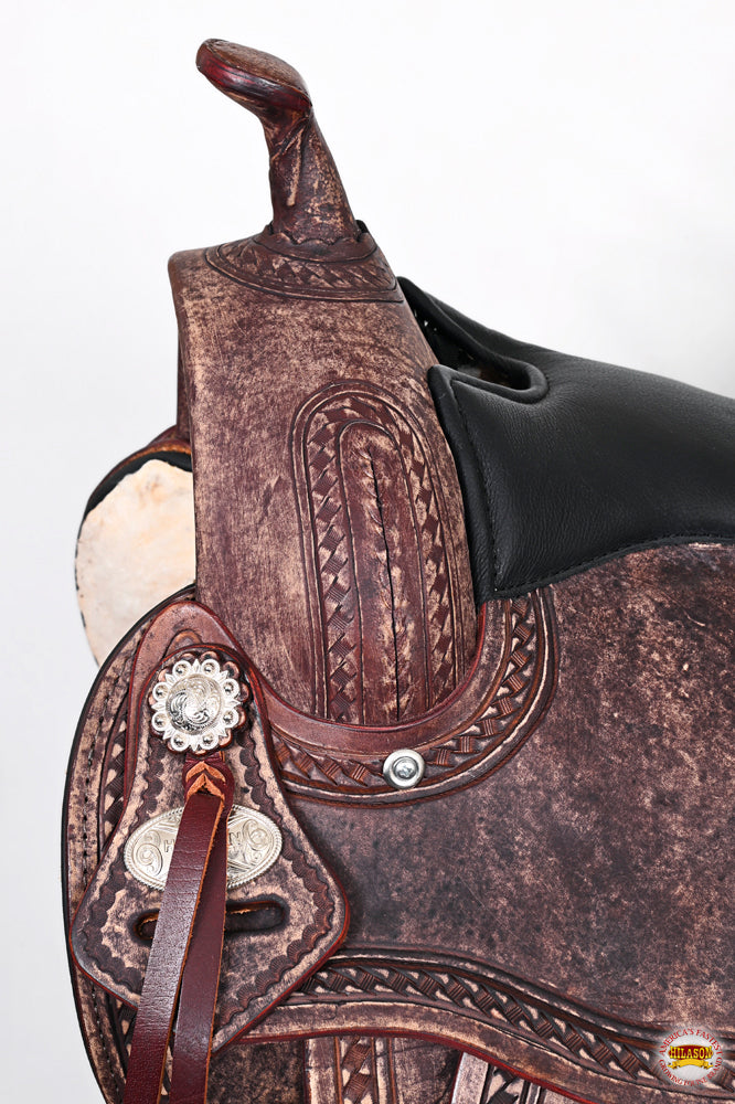 HILASON Western Horse Saddle American Leather Treeless Trail Pleasure | Barrel for Horses