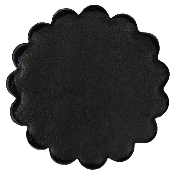Black scalloped leather coaster - Uhorse