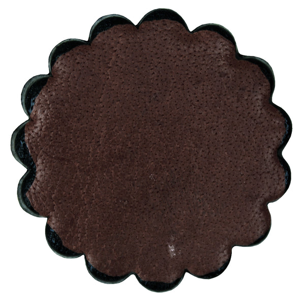 Brown leather scalloped saddle pad with black binding - Uhorse