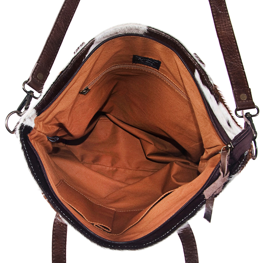 American Darling Western Tote Bag – Hair-On Cowhide with Genuine Leather Trim, Spacious Shoulder Bag for Everyday Use and Travel