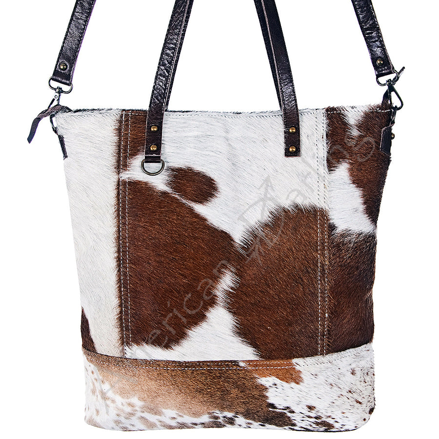 American Darling Hair-On Cowhide Leather Tote Bag Genuine Leather Trim - Uhorse