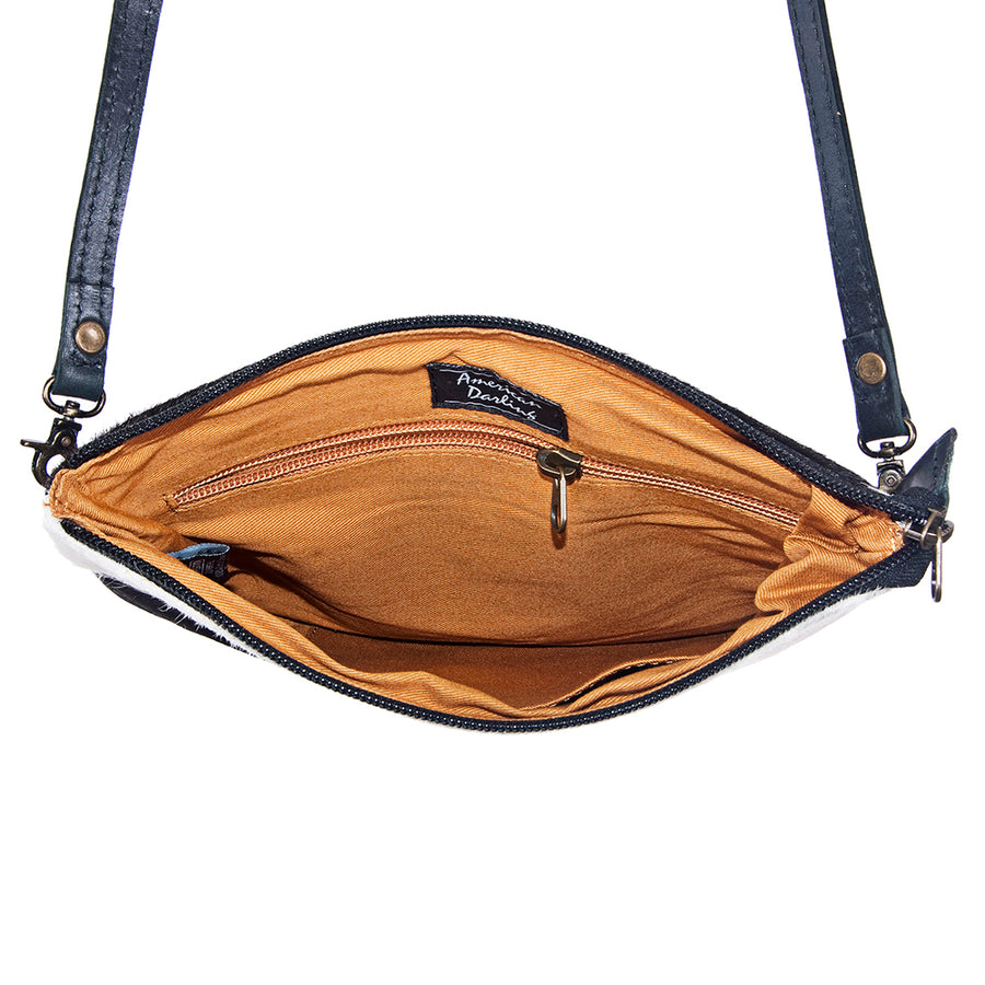 American Darling Western Small Crossbody Bag – Genuine Hair-On Cowhide Leather with Fringes, Adjustable Strap, Handcrafted in Texas