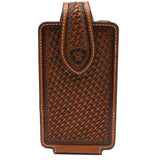 Ariat Men'S Basketweave Embossed Cell Phone Case Brown