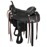 17 In HILASON Western Horse Saddle American Leather Flex Tree Trail and Pleasure Black - Hilason