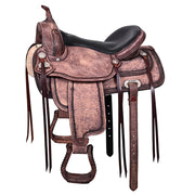 HILASON W. H. Saddle American Leather Flex Tree Trail & Pleasure Brown