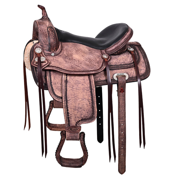 HILASON Western Horse Saddle American Leather Flex Tree Trail and Pleasure Brown - Uhorse
