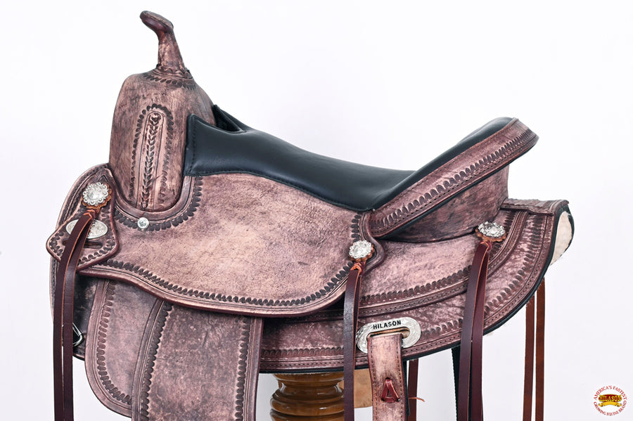 HILASON Western Horse Saddle American Leather Flex Tree Trail & Pleasure Antique Brown | for Horses
