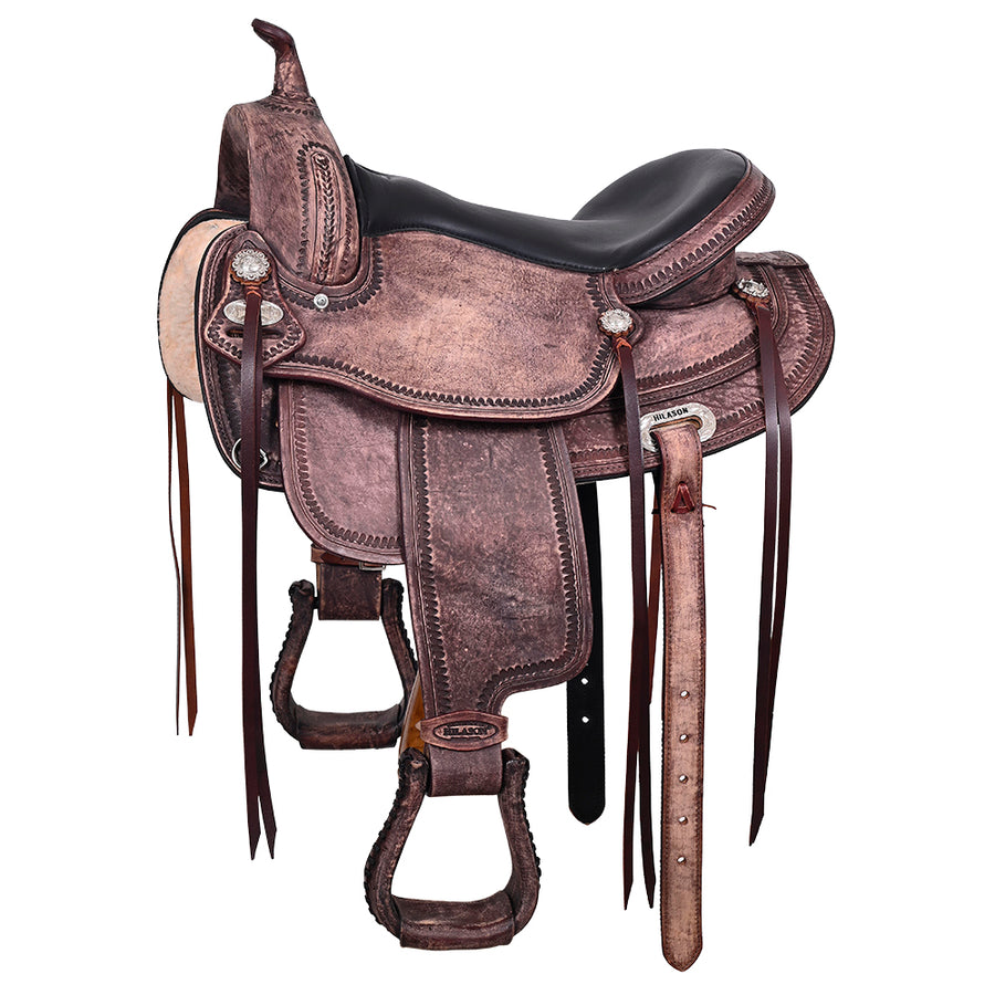 14 In HILASON Western Horse Saddle American Leather Flex Tree Trail and Pleasure AntiqueBrown - Uhorse