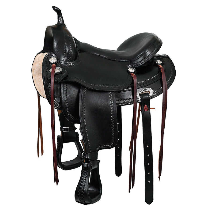 15 In HILASON Western Horse Saddle American Leather Flex Tree Trail and Pleasure Black - Uhorse