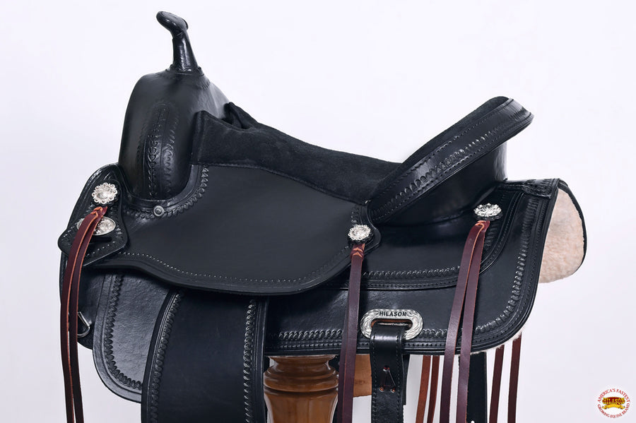 HILASON Western Horse Saddle American Leather Flex Tree Trail & Pleasure Black | for Horses