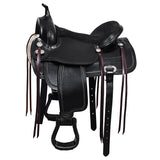 HILASON Western Horse Saddle American Leather Flex Tree Trail & Pleasure Black