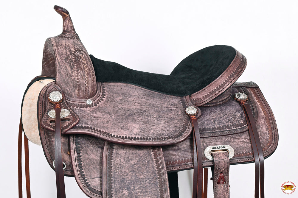 HILASON Western Horse Saddle American Leather Flex Tree Trail & Pleasure Antique Brown