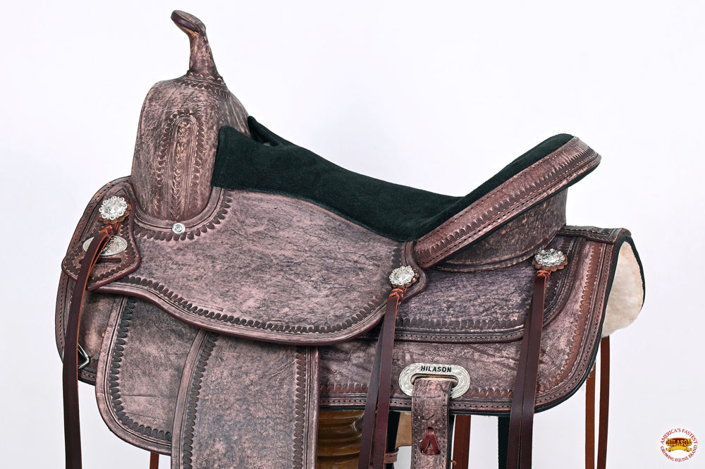 HILASON Western Horse Saddle American Leather Flex Tree Trail & Pleasure Antique Brown