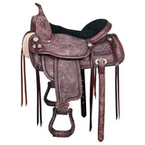 17 In HILASON Western Horse Saddle American Leather Flex Tree Trail and Pleasure Antique Brown - Uhorse