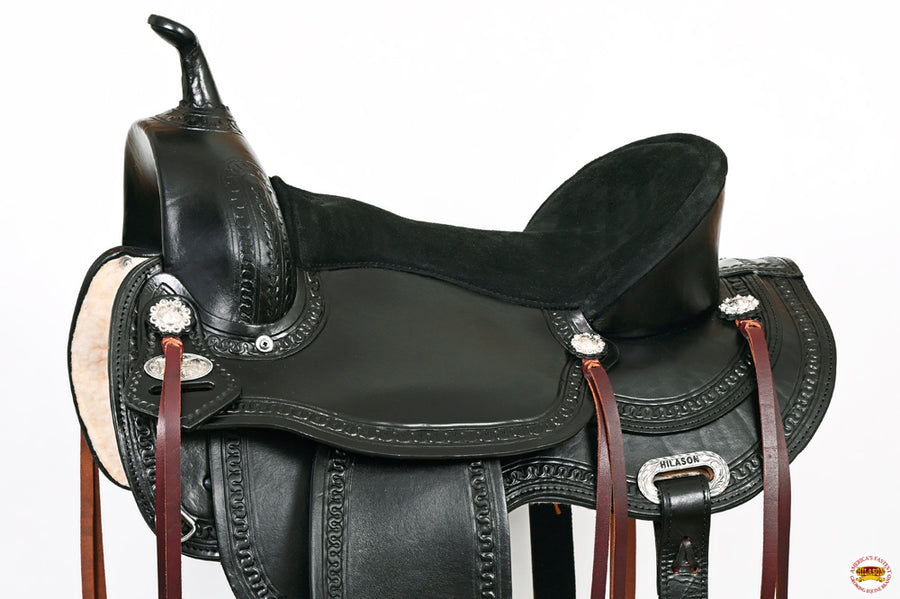 HILASON Western Horse Saddle American Leather Flex Tree Trail & Pleasure Black | for Horses
