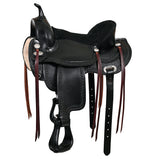 15 In HILASON Western Horse Saddle American Leather Flex Tree Trail and Pleasure Black - Hilason